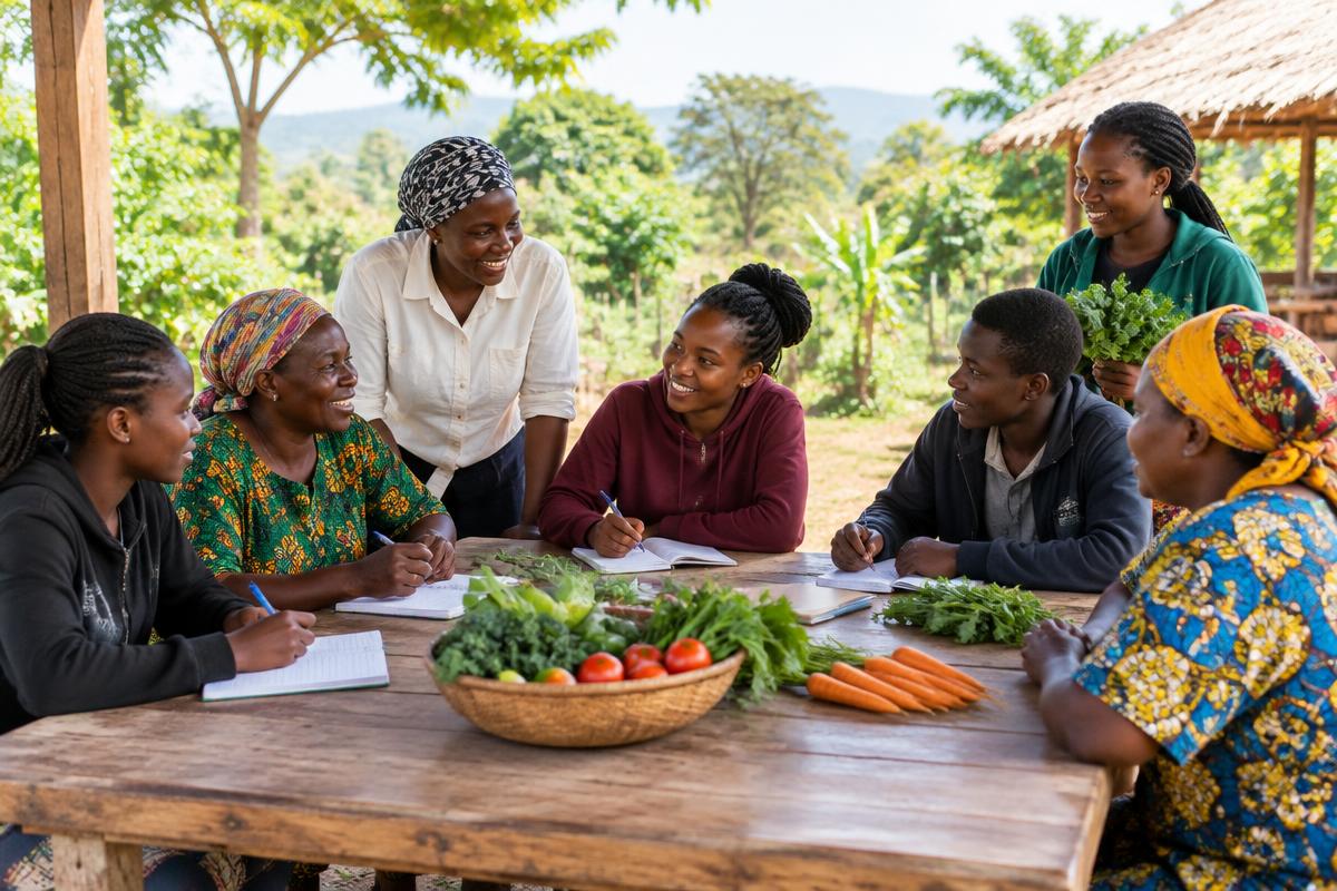 Illustrative community meeting with women and young people
